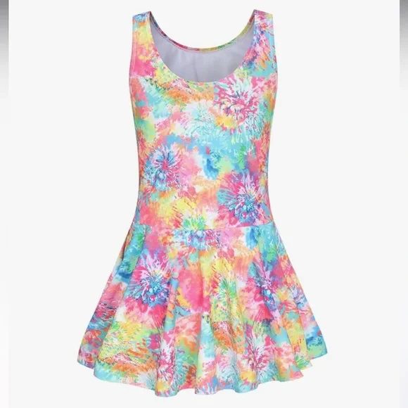 Land's End Girl's Tie-Dye, Skirted, One-Piece Swimsuit - Picture 2 of 7